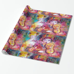 VENETIAN MASQUERADE FACES/ HARLEQUIN AND COLUMBINE WRAPPING PAPER