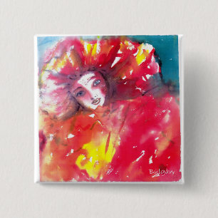 VENETIAN MASQUERADE FACES - MASK IN RED 15 CM SQUARE BADGE