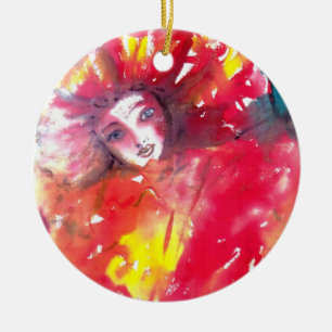 VENETIAN MASQUERADE FACES - MASK IN RED CERAMIC ORNAMENT