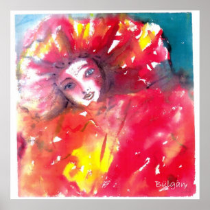 VENETIAN MASQUERADE FACES - MASK IN RED POSTER