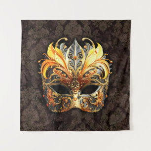 Venetian Masquerade Golden Mask Tapestry