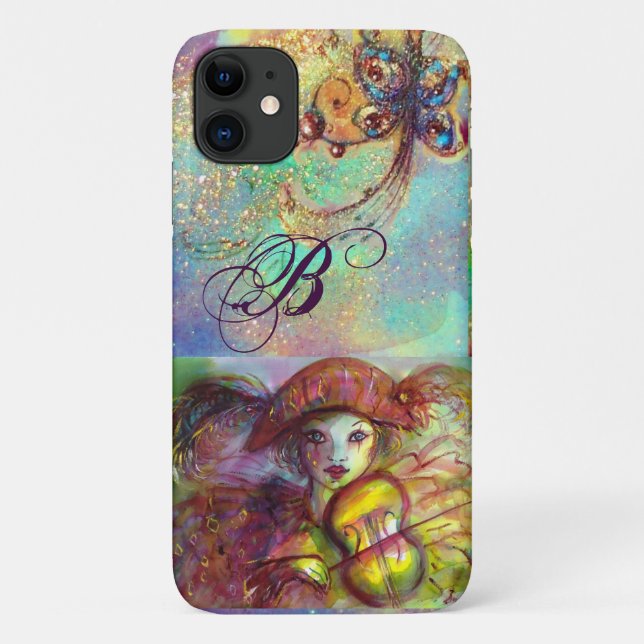 VENETIAN MASQUERADE / HARLEQUIN  MONOGRAM Case-Mate iPhone CASE (Back)