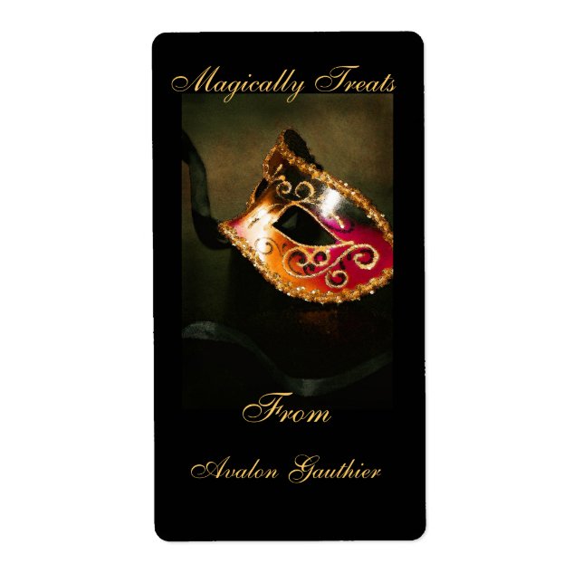 Venetian Masquerade Mask Halloween Baking Label (Front)