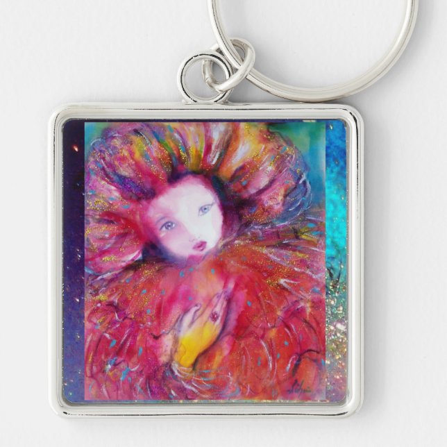 VENETIAN MASQUERADE,MASK IN RED Pink Key Ring (Front)