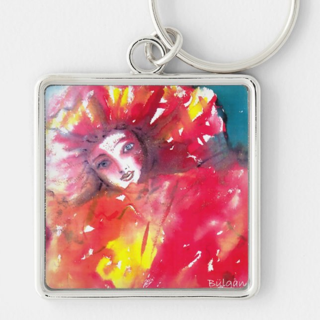 VENETIAN MASQUERADE,MASK IN RED Pink Key Ring (Front)