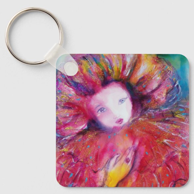 VENETIAN MASQUERADE,MASK IN RED Pink Key Ring (Front)