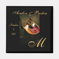 Venetian Masquerade Monogram Save The Date Magnet