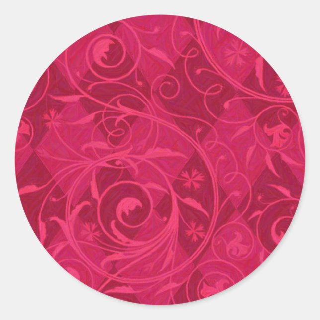 Venetian Medley, Fuschia Classic Round Sticker (Front)