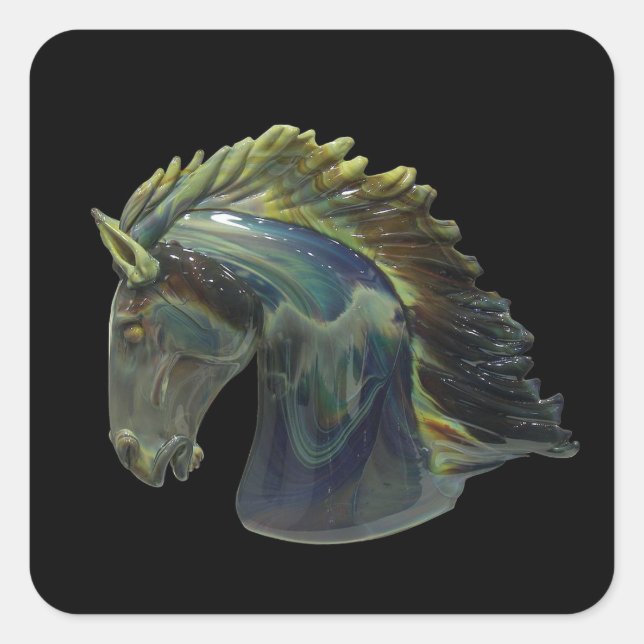 Venetian Murano Glass Horse Square Sticker (Front)