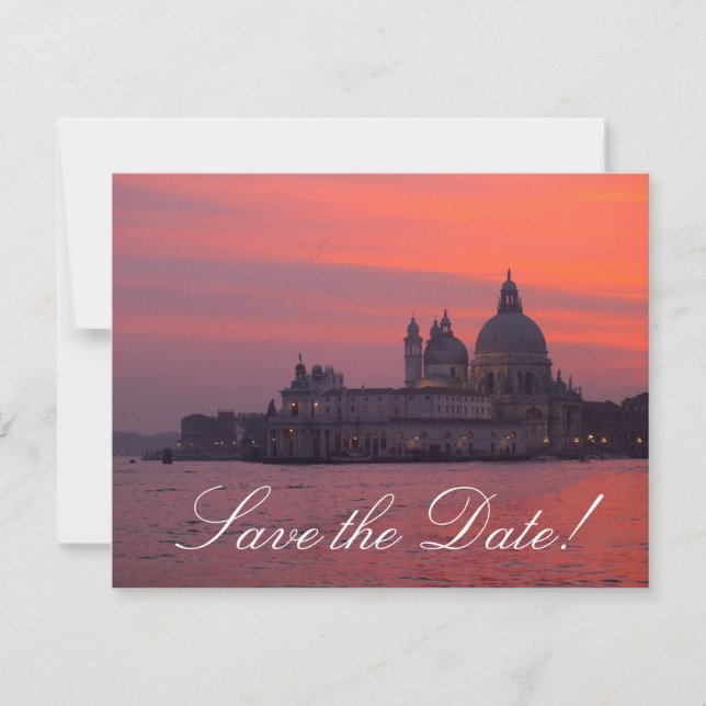 Venetian Sunset Save-the-Date Cards (Front)