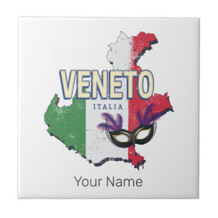Veneto Italy Retro Region Map Vintage Souvenir Ceramic Tile