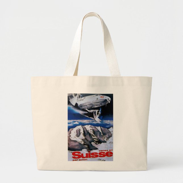 Venez En Suisse ~ Come to Switzerland Large Tote Bag (Front)