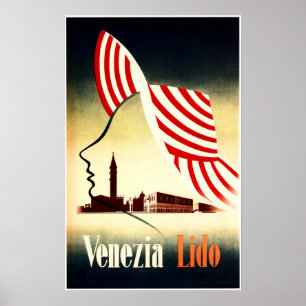 VENEZIA LIDO Venice Vintage Italy Travel Poster