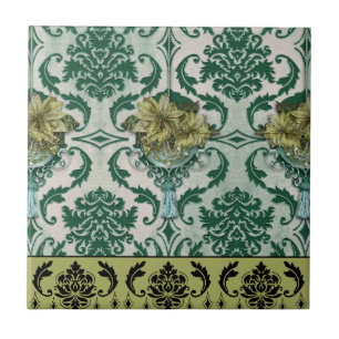 VENEZIA POINSETTIA in Teal & Green Ceramic Tile
