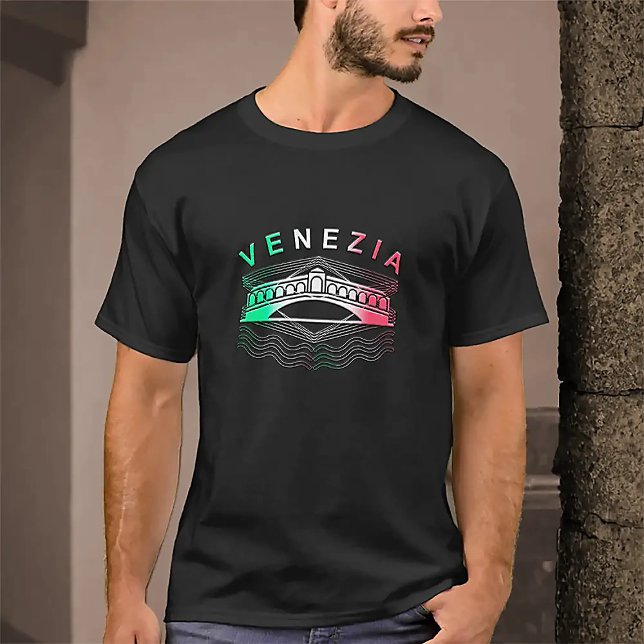 Venezia Rialto Bold Lines Mens Basic Dark T-Shirt (Creator Uploaded)
