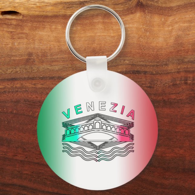 Venezia Rialto Bold Lines Metal Key Ring (Front)