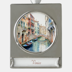 Venezian Gondolas Travel Art Watercolor Ornament