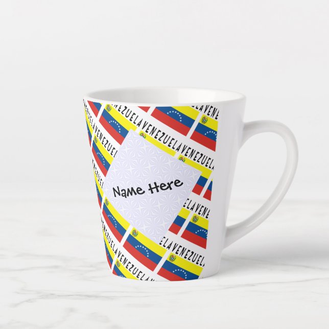Venezuela and Venezuelan Flag Tiled Personalised  Latte Mug (Right)