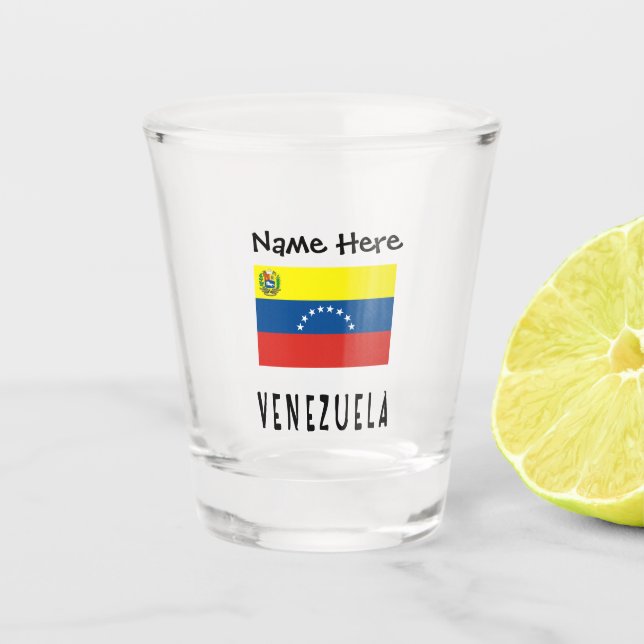 Venezuela and Venezuelan Flag with Your Name Shot  Glass (Front)