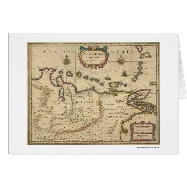 Venezuela by Hondius Map - 1630 (Front Horizontal)