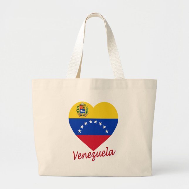 Venezuela Flag Heart Large Tote Bag (Front)