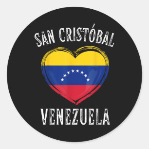 Venezuela Flag Heart San Cristobal City Classic Round Sticker