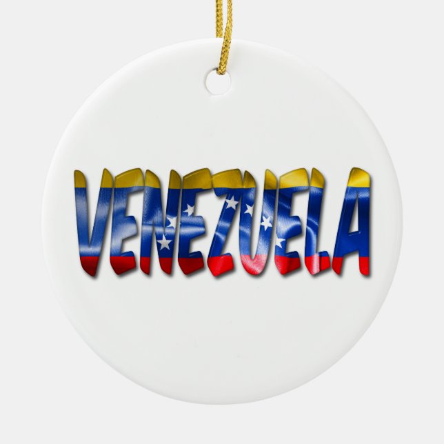 Venezuela Flag Texture Word Christmas Ornament (Front)