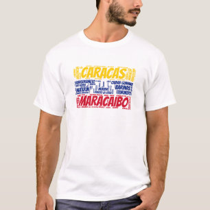 Venezuela Flag with City Names Word Art T-Shirt