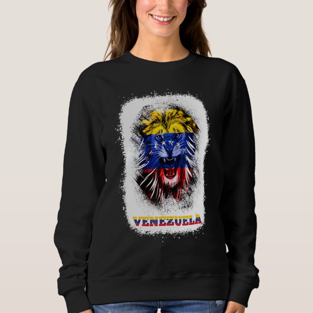 Venezuela Flag With Lion Face Venezuelan Pride Des Sweatshirt (Front)