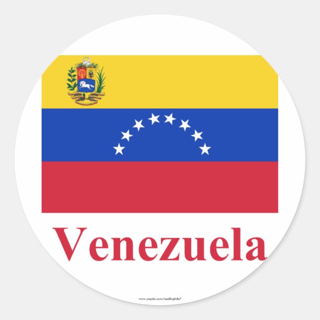 Venezuela Flag with Name Classic Round Sticker (Front)