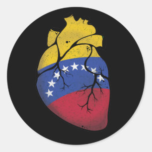 Venezuela Heart Flag Classic Round Sticker