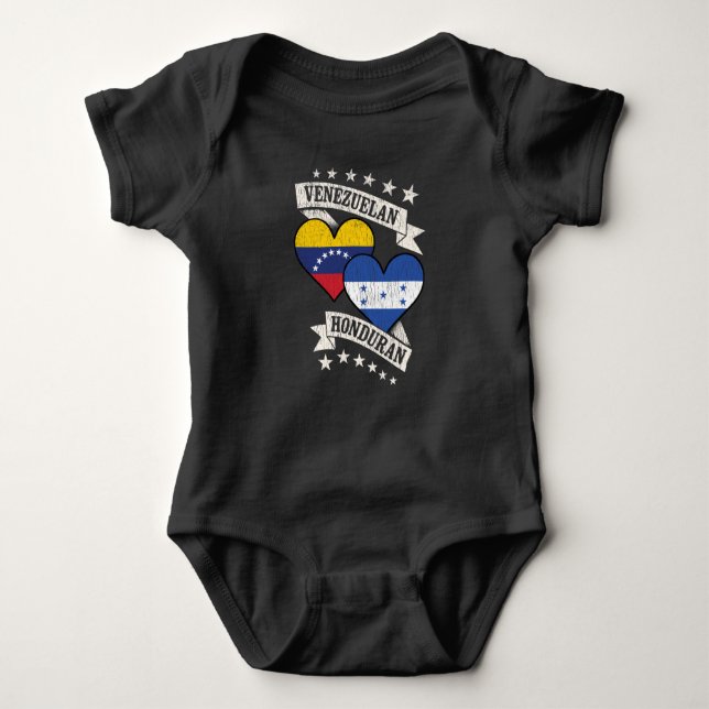 Venezuela Honduran Heart Flags Venezuela Honduras Baby Bodysuit (Front)