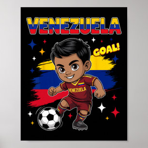 Venezuela Kid Goal Cartoon Venezuelan Flag For Boy Poster