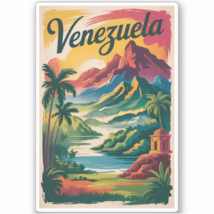 Venezuela Landscape Illustration Travel Art Retro