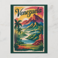 Venezuela Landscape Illustration Travel Art Retro