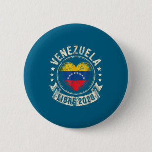 Venezuela Libre 2026 Venezuela Heart Flag  6 Cm Round Badge