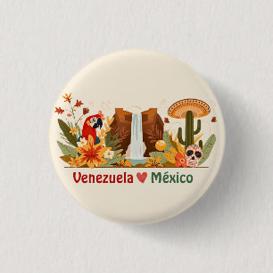 Venezuela ❤️ Mexico Latin Love and Spanish Pride 3 Cm Round Badge