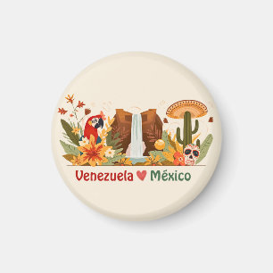 Venezuela ❤️ Mexico Latin Love and Spanish Pride Magnet