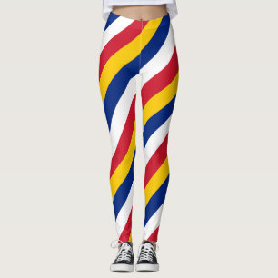 Venezuela National Flag Colours Diagonal Striped Leggings