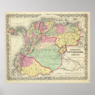 Venezuela, New Granada And Ecuador Poster
