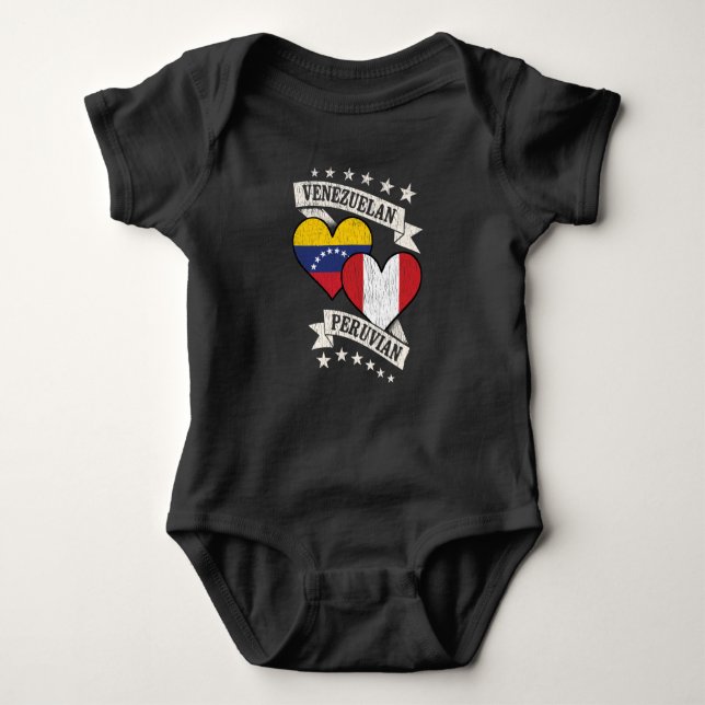 Venezuela Peruvian Heart Flags Venezuela Peru Baby Bodysuit (Front)