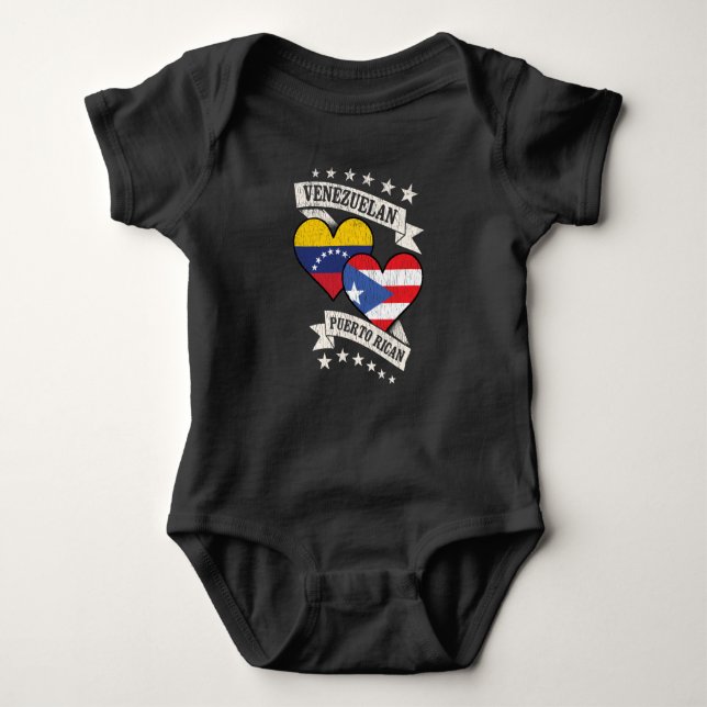 Venezuela Puerto Rican Heart Flags Venezuela Puert Baby Bodysuit (Front)