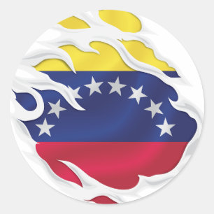 Venezuela Ripped Flag Classic Round Sticker