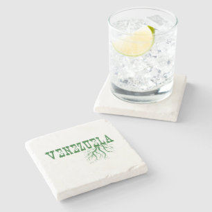 Venezuela Roots Green Word Art Stone Coaster
