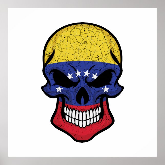Venezuela Smiling Skull Flag Poster (Front)