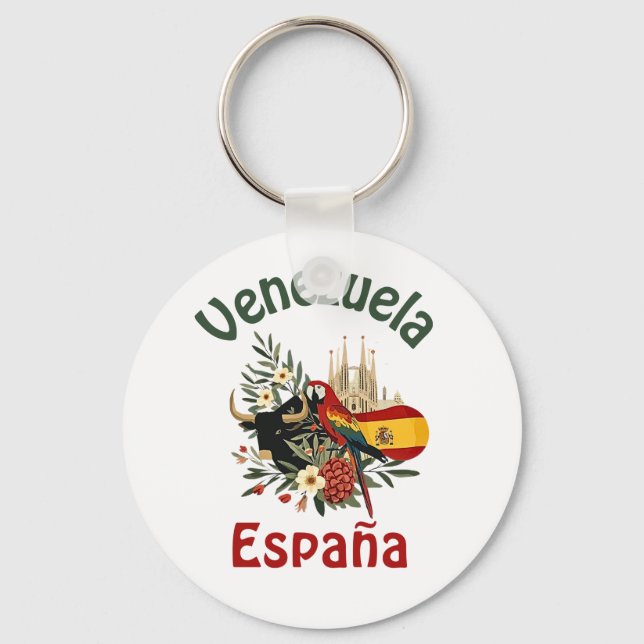 Venezuela + Spain - fusion of roots and pride Key Ring (Front)