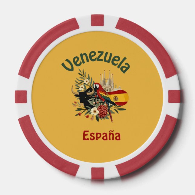 Venezuela + Spain - fusion of roots and pride Poker Chips (Front)