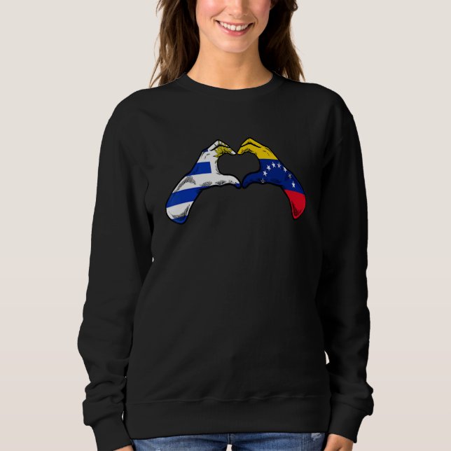 Venezuela Uruguay Flag Venezuelan Uruguayan Heart Sweatshirt (Front)