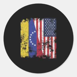 Venezuela USA Flag - Half American Classic Round Sticker