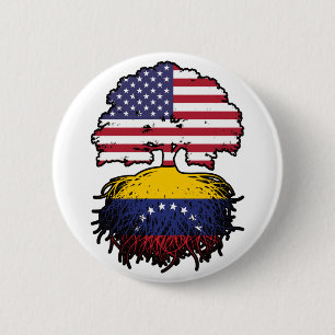 Venezuela Venezuelan American USA Tree Roots Flag 6 Cm Round Badge